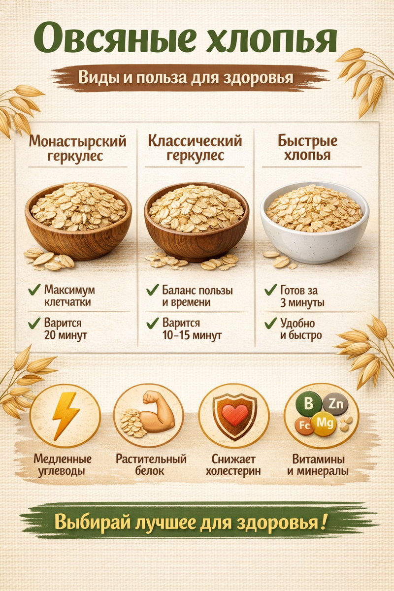 Овсяные хлопья: На что обратить внимание при выборе и как сделать завтрак по-настоящему сытным